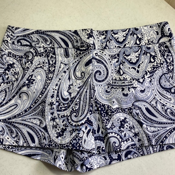Trina Turk Pants - Trina Turk Navy and White Paisley High Waist Shorts